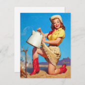 コーヒーピンを上げた女性のカーボーイ 招待状 (正面/裏面)