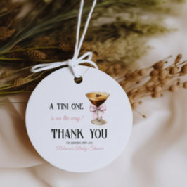 コーヒーピンクの弓エスプレッソマルティーニ赤ちゃんシャワー フェイバータグ