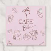 コーヒーピンクボウカフェベベガールベビーシャワーデコレーション フェイバータグ (裏面)