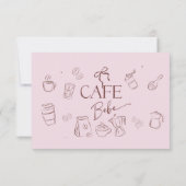 コーヒーピンクボウカフェベベガールベビーシャワー サンキューカード (裏面)