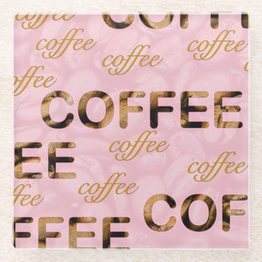 コーヒーピンク金ゴールド ガラスコースター (正面)