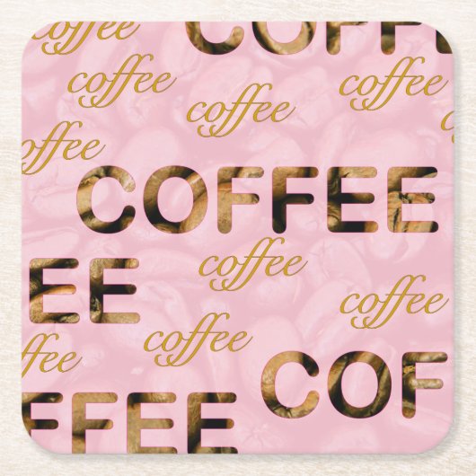 コーヒーピンク金ゴールド スクエアペーパーコースター (正面)
