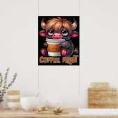 コーヒーファースト コーヒー愛好家へのギフト ポスター (キッチン)