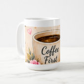コーヒーファースト フラワー コーヒー好き マグカップ (正面左)