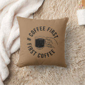 コーヒーファーストtシャツ装飾用クッション クッション (ブランケット)