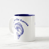 コーヒーフィッシュに夢中になっている ツートーンマグカップ (正面左)