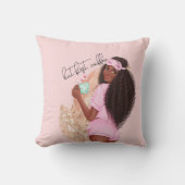 コーヒーフェイクグリッターガールヘアバラピンク クッション (正面)