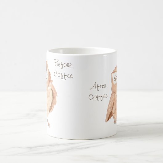 コーヒーフクロウの水怒色の前と後 コーヒーマグカップ (中央)