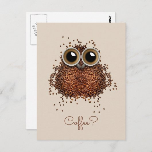 コーヒーフクロウカスタム文字はがき ポストカード (正面/裏面)