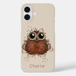 コーヒーフクロウ名前をカスタムするの電話箱 iPhone 16 PLUSケース