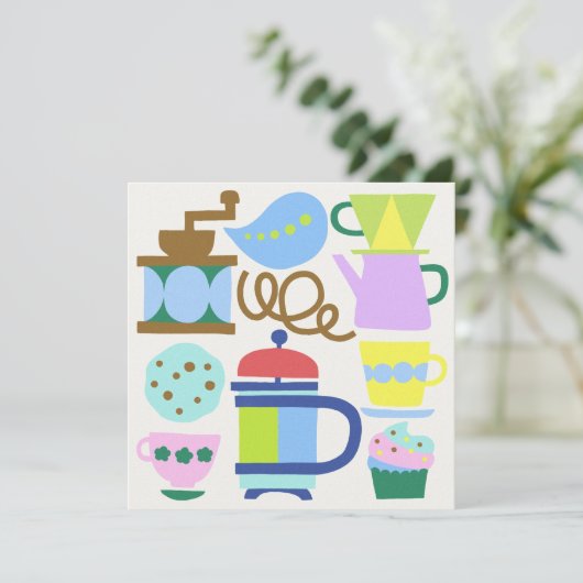 コーヒーフラットノートカードを見に行こう サンキューカード (スタンド正面)