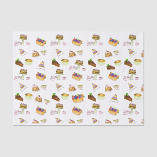 コーヒーフランスの入り水彩デザート 薄葉紙 (正面)