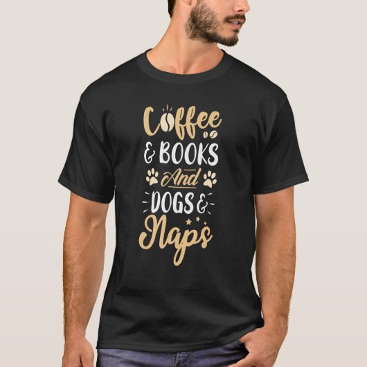 コーヒーブックと犬昼寝コーヒー Tシャツ (正面)