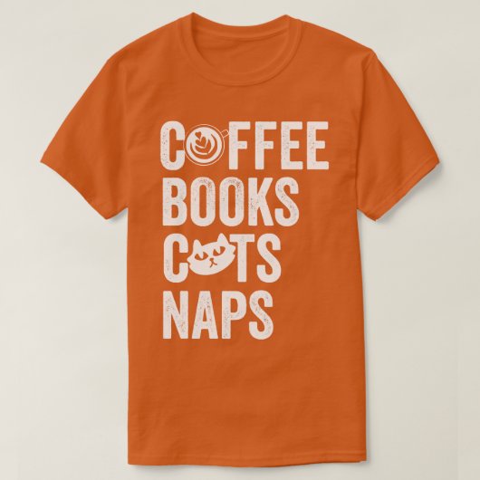 コーヒーブックキャッツ昼寝 Tシャツ (デザイン正面)