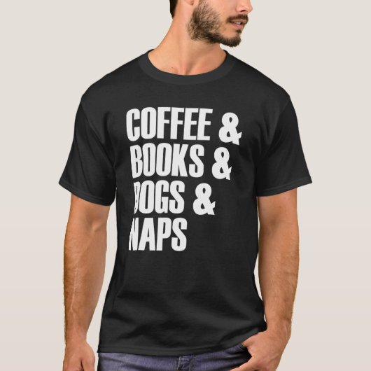 コーヒーブックスドッグ昼寝スローガン Tシャツ (正面)