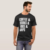 コーヒーブックスドッグ昼寝スローガン Tシャツ (正面フル)