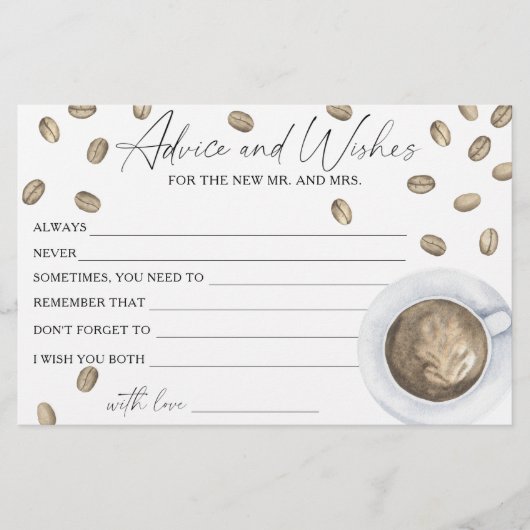 コーヒーブライダルシャワーアドバイスと願い 便箋 (正面)