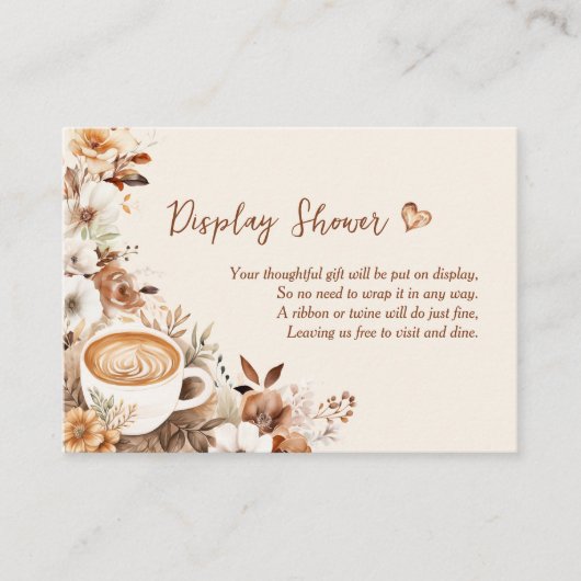 コーヒーブライダルシャワーディスプレイシャワー囲いカード エンクロージャーカード (正面)