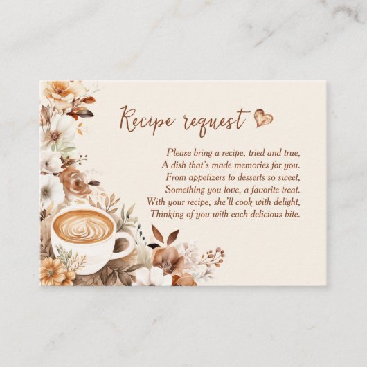 コーヒーブライダルシャワーレシピ要求 エンクロージャーカード (正面)