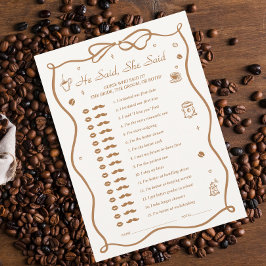 コーヒーブライダルシャワー彼は彼女はゲームカードを言った 招待状