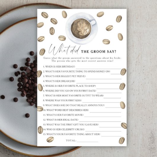 コーヒーブライダルシャワー新郎は何と言った