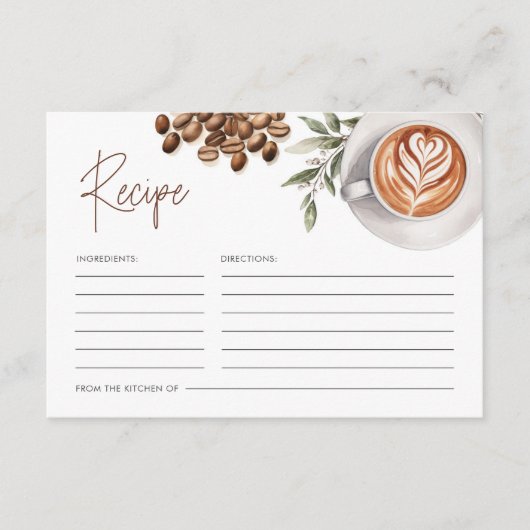 コーヒーブライダルシャワー – 愛は醸造レシピ エンクロージャーカード (正面)