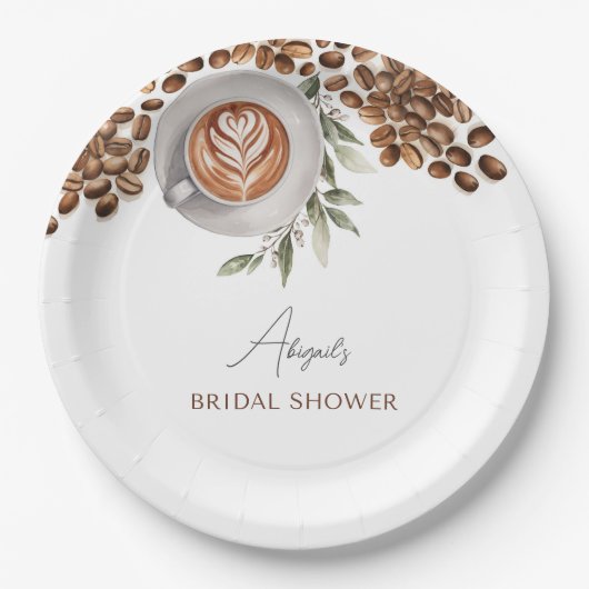 コーヒーブライダルシャワー- Love is Brewing ペーパープレート (正面)