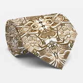 コーヒーブラウンとベージュのリブろうけつ染めパターン ネクタイ (ロール)