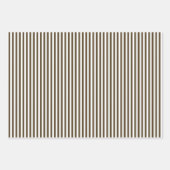 コーヒーブラウンとホワイトのストライプ ラッピングペーパーシート (正面)