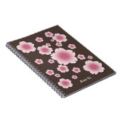 コーヒーブラウンのピンクの桜のカスタムのノート ノートブック (右側)