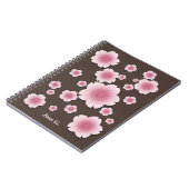 コーヒーブラウンのピンクの桜のカスタムのノート ノートブック (左側)