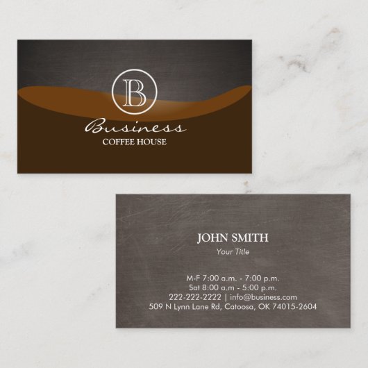 コーヒーブラウンの波のモノグラムの平野 名刺 (正面/裏面)