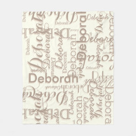 コーヒーブラウンアンダートーン名オンアイボリーライトクリーム フリースブランケット