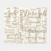 コーヒーブラウンアンダートーン名オンアイボリーライトクリーム フリースブランケット (正面(横))