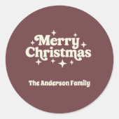 コーヒーブラウンクリームメリークリスマスの好意 ラウンドシール (正面)