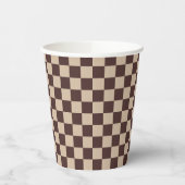 コーヒーブラウンチェッカーボード 紙コップ (左)