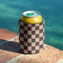 コーヒーブラウンチェッカーボード 缶クーラー