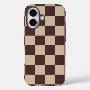 コーヒーブラウンチェッカーボード iPhone 16ケース