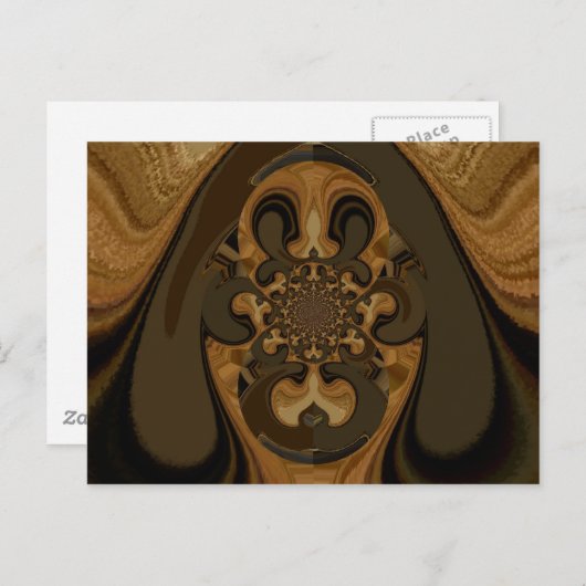 コーヒーブラウンフルード万華鏡のように千変万化するパターンアートプリント ポストカード (正面/裏面)