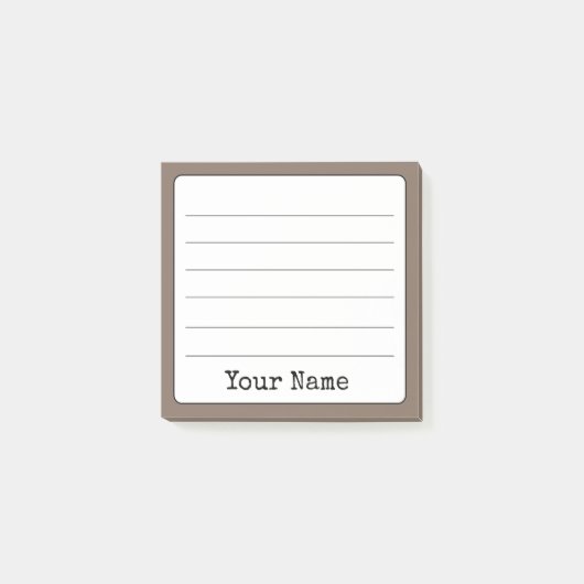 コーヒーブラウンレトロあなたの名前を追加ライン ポストイット (正面)