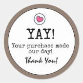 コーヒーブラウンレトロとハートビジネスありがとう ラウンドシール (正面)