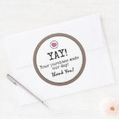 コーヒーブラウンレトロとハートビジネスありがとう ラウンドシール (封筒)