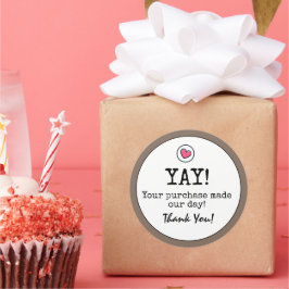 コーヒーブラウンレトロとハートビジネスありがとう ラウンドシール