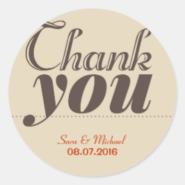 コーヒーブラウンヴィンテージタイポグラフィサンキューステッカー ラウンドシール