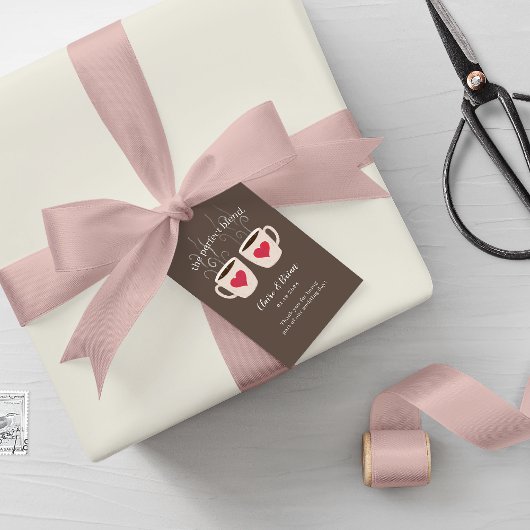 コーヒーブラウン図解入りの、写真付きのコーヒーマグ完璧なブレンド ギフトタグ