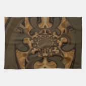 コーヒーブラウン流体カレイドスコープアートプリント キッチンタオル (横)