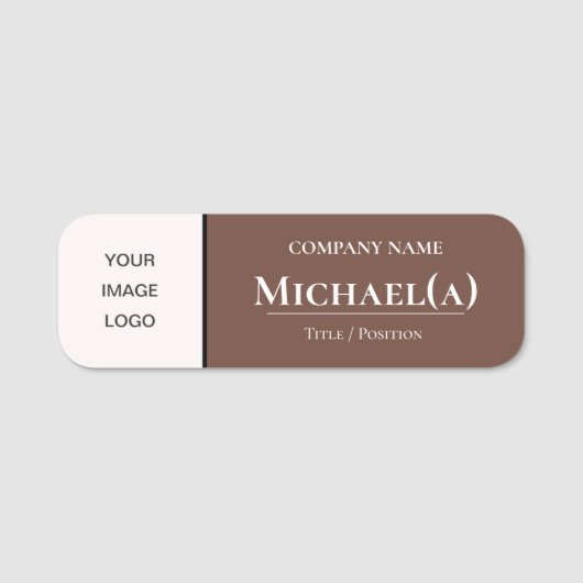 コーヒーブラウン&ホワイト:ビジネスモダンロエレガントゴ 名札 (正面)