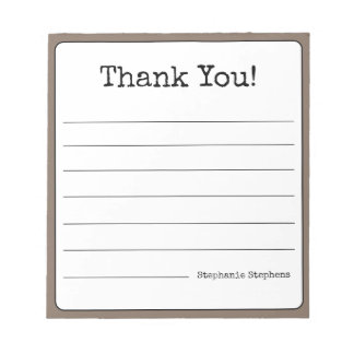 コーヒーブラウン レトロ サンクス ユアネーム ライン入り ノートパッド