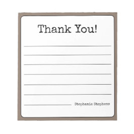 コーヒーブラウン レトロ サンクス ユア ネーム ライン入り ノートパッド