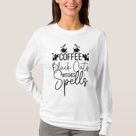 コーヒーブラック猫ウィッチス Tシャツ (正面)